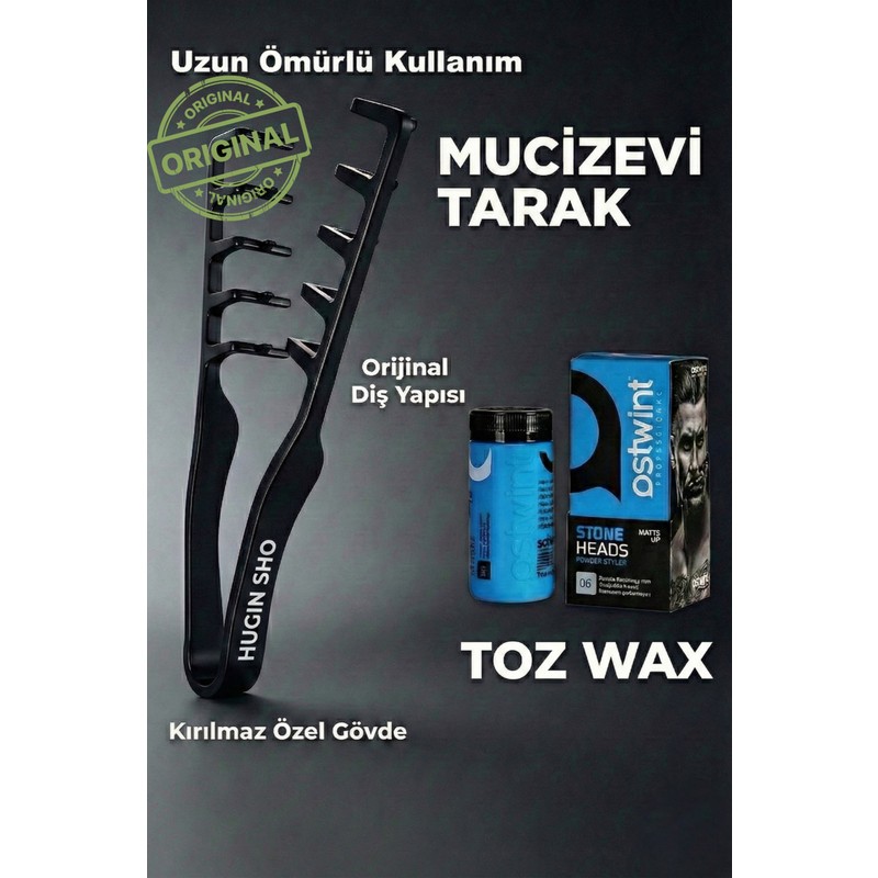 hugin sho Mucizevi Tarak Toz Wax Seti 2 'li Hacim Veren Sabitleyen Set