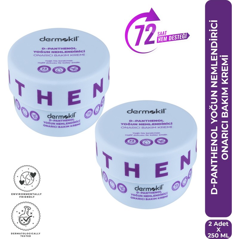 Dermokil D-Panthenol Yoğun Nemlendirici Onarıcı Bakım Kremi 250 ml x 2 Adet