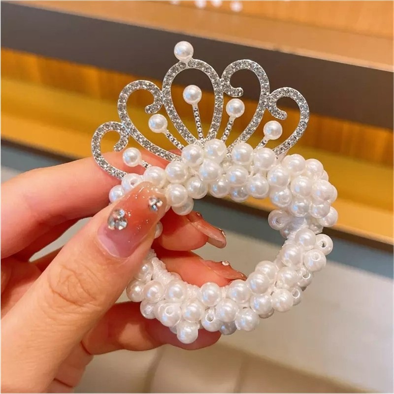 Efna Store Taç Figürlü Zirkon Taşlı Cinderella,balerin Prenses Toka,atkuyruğu,topuz Incili Çocuk Lastik Toka