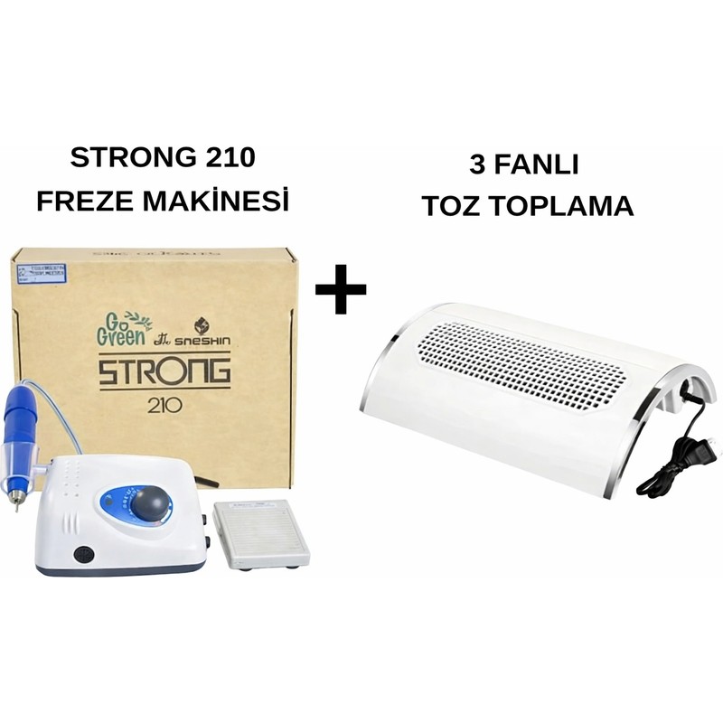 Fontenay Protez Tırnak Kalıcı Oje Seti (Strong 210 Freze Makinesi + Toz Toplama)
