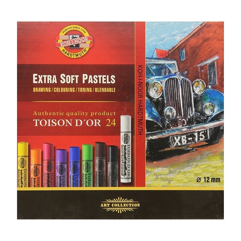 Koh-i-Noor Koh-İ Noor Toison D'Or 24'lü Extra Soft Pastel Boyalar 12mm Çapı ile Renkli Sanat Çalışmaları İçin
