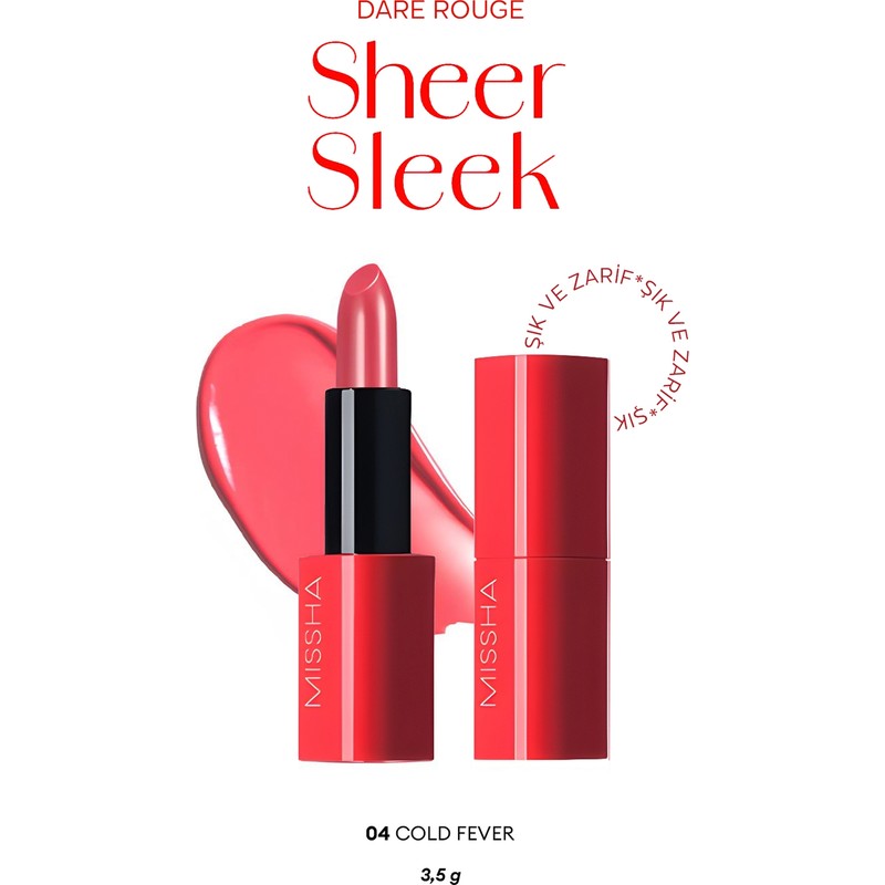 MISSHA Yoğun Pigmentli Besleyici Nemli Bitişli Ruj Dare Rouge Sheer Sleek (04 Cold Fever)