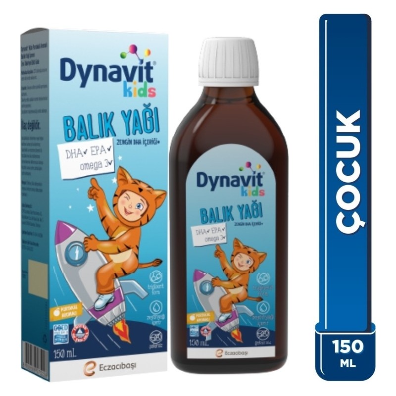 Dynavit Kids Balık Yağı 150 ml - Çocuklar Için 1300MG Balık Yağı, Omega-3, Epa, Dha - Portakal Aromalı