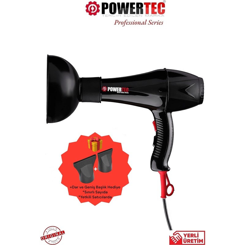 Powertec TR-901 Fön Makinesi + Vigo Başlık Profesyonel Saç Kurutma & Fön Makinesi