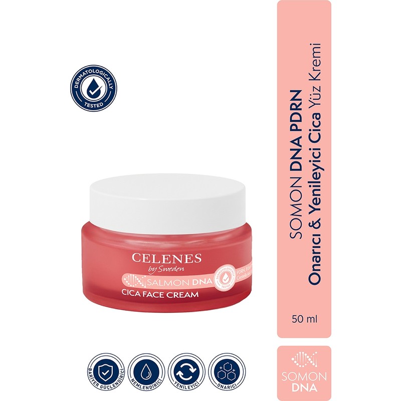 Celenes By Sweden Somon DNA PDRN Onarıcı & Yenileyici Cica Yüz Kremi, 50 ml