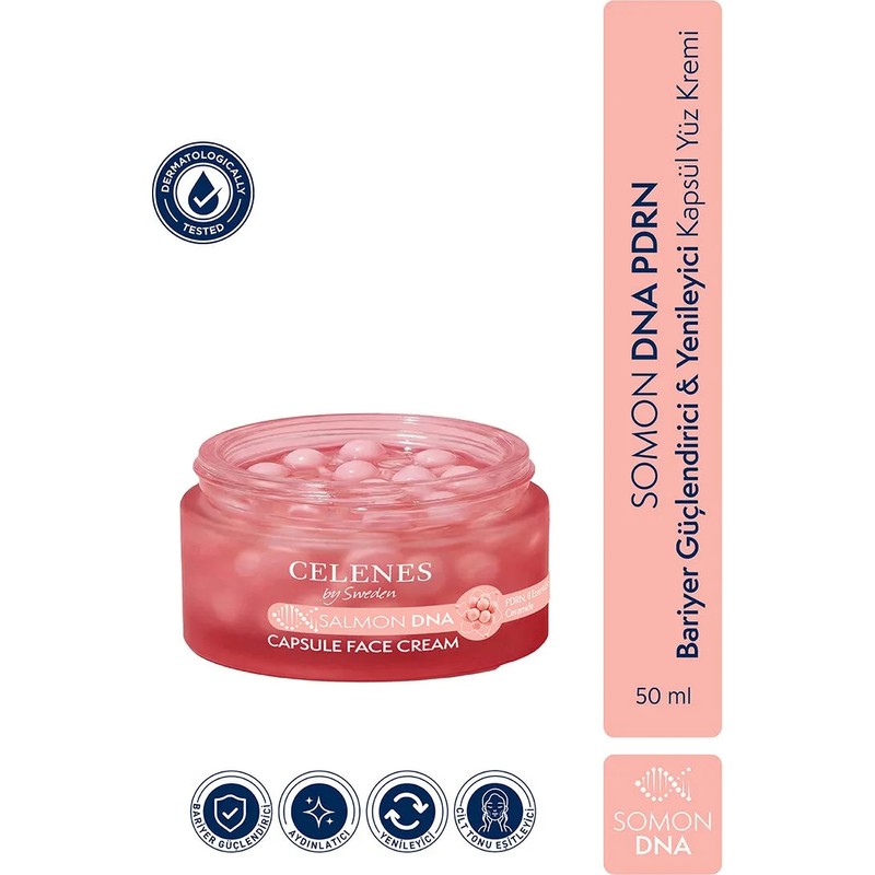 Celenes By Sweden Somon DNA PDRN 50 ml Kapsül Yüz Kremi Tüm Cilt Tipleri İçin Onarıcı Nemlendirici