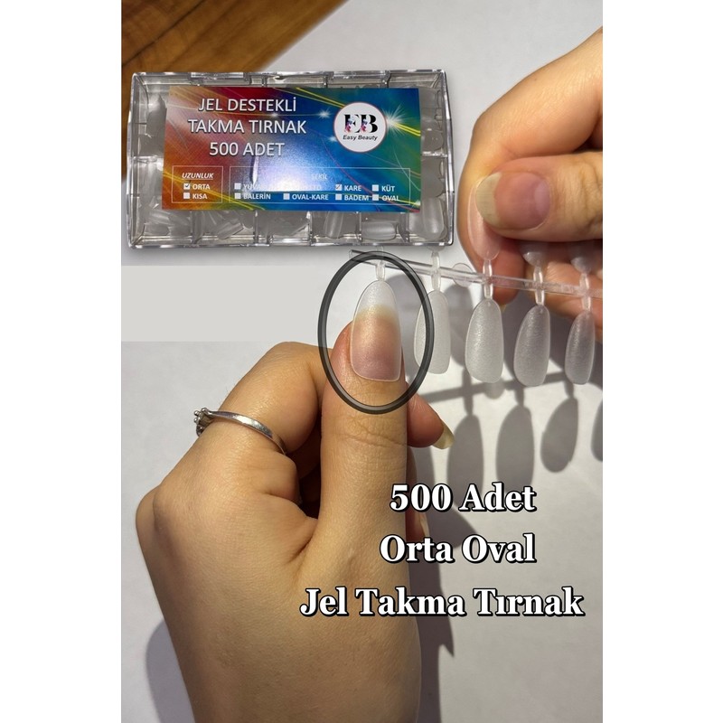Easy Beauty 500 Adet Orta Oval Jel Tips Yeni Nesil Takma Tırnak Seti Easy Beauty