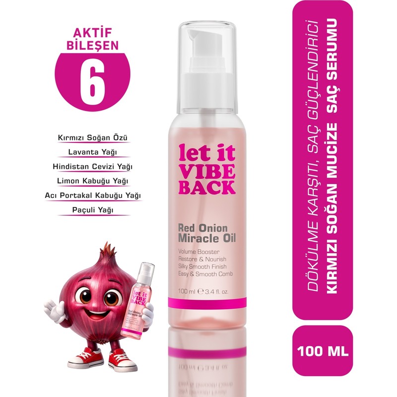 Let It Vibe Back Kırmızı Soğan Özlü Saç Serumu 100 ml - Dökülen ve Yıpranmış Saçlar Için Onarıcı Bakım Yağı