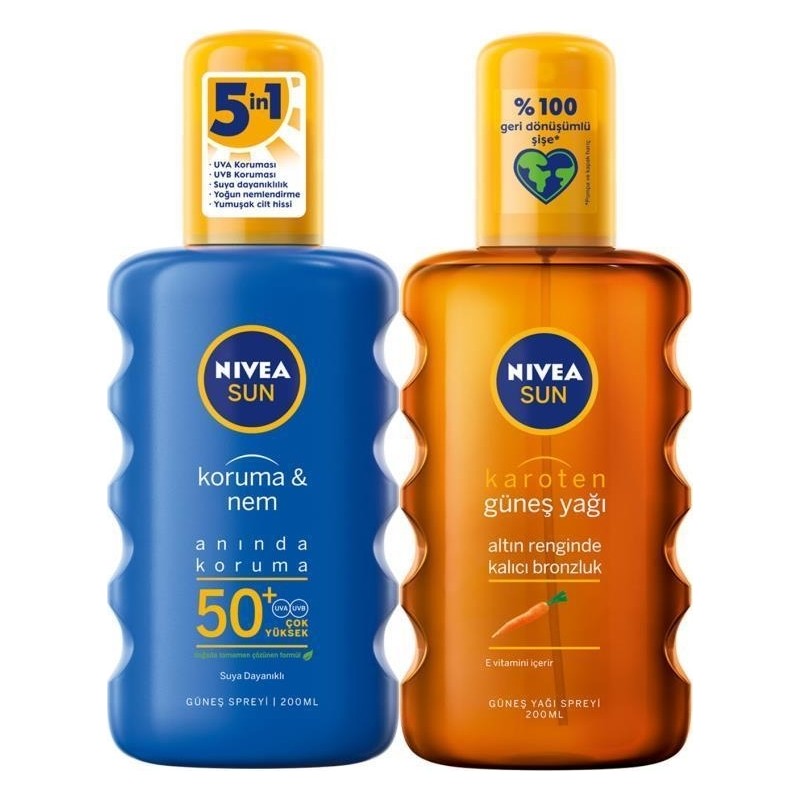 Nivea Nıvea Koruma Nemlendirici Güneş Spreyi SPF50+ Tüm Cilt Tipleri İçin 200ml Suya Dayanıklı
