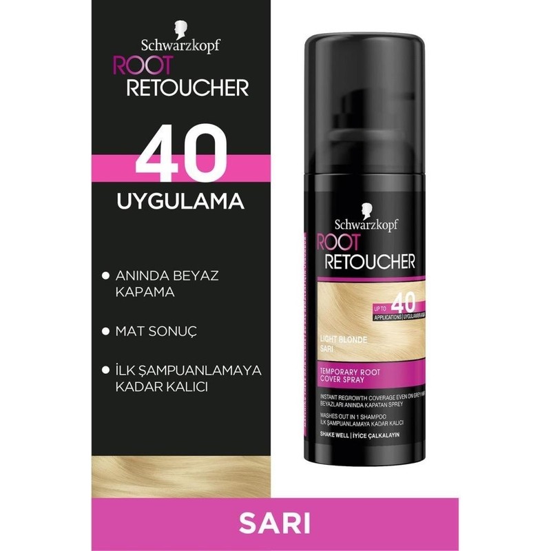 Root Retoucher Schwarzkopf Root Retoucher Sarı Beyazları Anında Kapatan Sprey Boya 120 ml Mat Sonuç