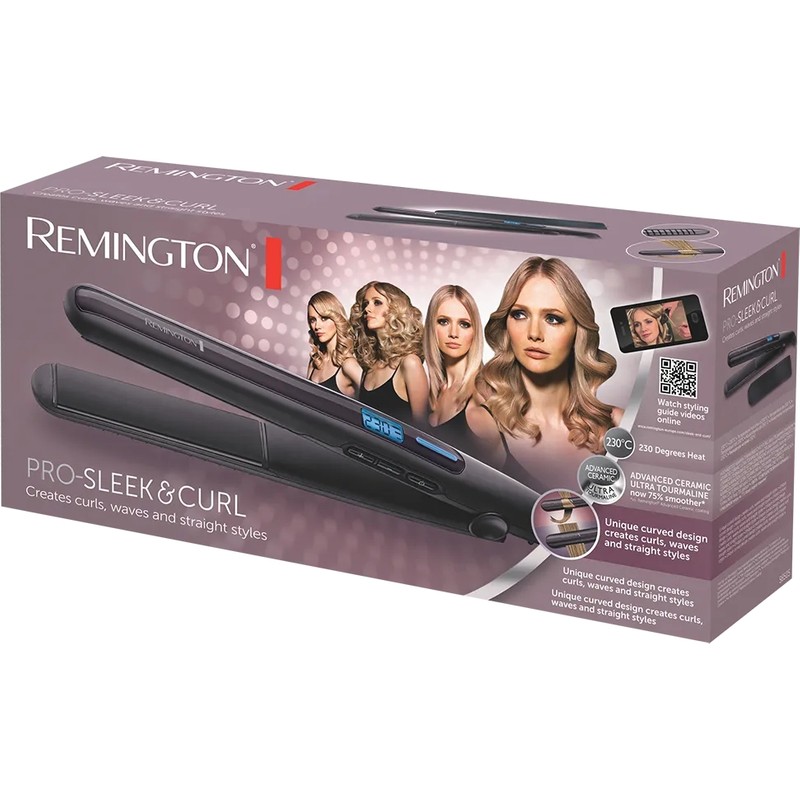Remington S6505 PRO-Sleek & Curl Seramik Saç Düzleştirici 150-230°C Isı Ayarı ile Hızlı Isınma