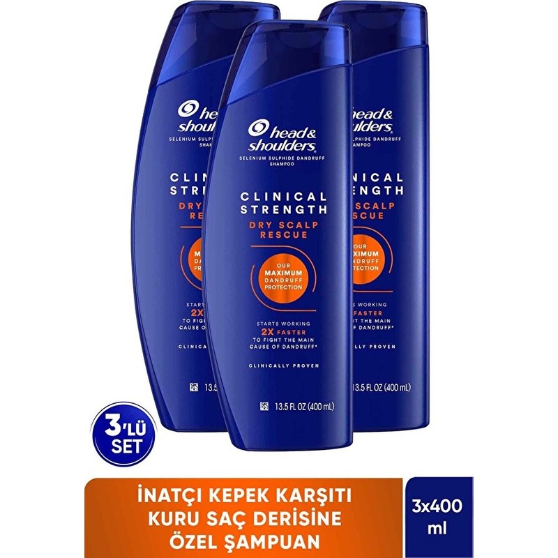Head&Shoulders Head & Shoulders Clinical Strength 400 ml x 3 Adet Kepeğe Karşı Krem Şampuan Tüm Saç Tipleri İçin