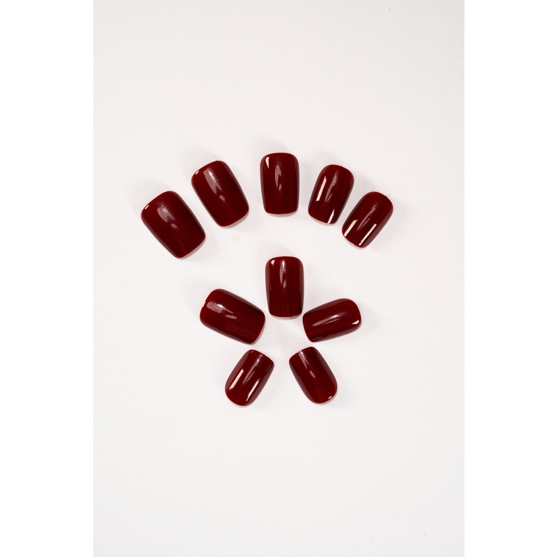 Pop Beauty Takma Tırnak Seti Bordo Renkli Zararsız Yapıştırıcı ile 24 Adet Kaliteli Tırnak