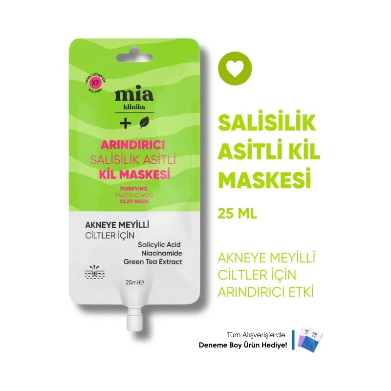 Mia Klinika 25 ML Arındırıcı Salisilik Asitli Kil Maskesi Akneli Ciltler İçin Özel Formül