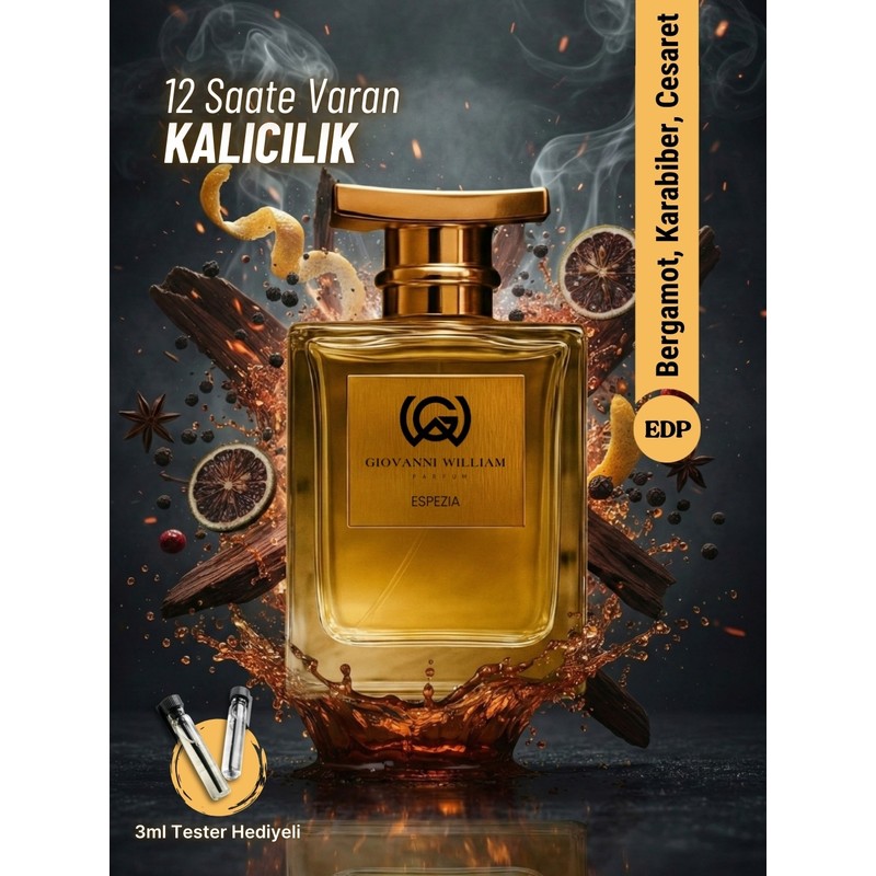 Giovanni William Espezia Afrodizyak Erkek Parfümü Sexy Yazlık Edp | Güçlü Kalıcı Etkileyici | Zencefil, Lavanta, Biber, Tarçın, Meşe Yosunu