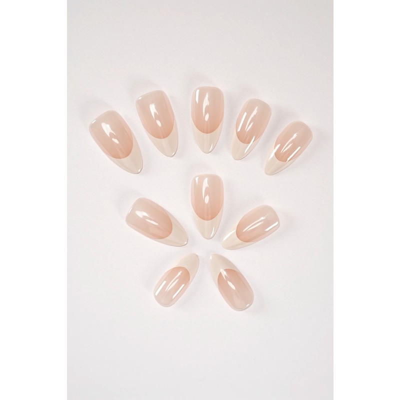 Pop Beauty Takma Tırnak Seti & Zararsız Yapıştırıcı, Glazed Donut French Hailey Bieber