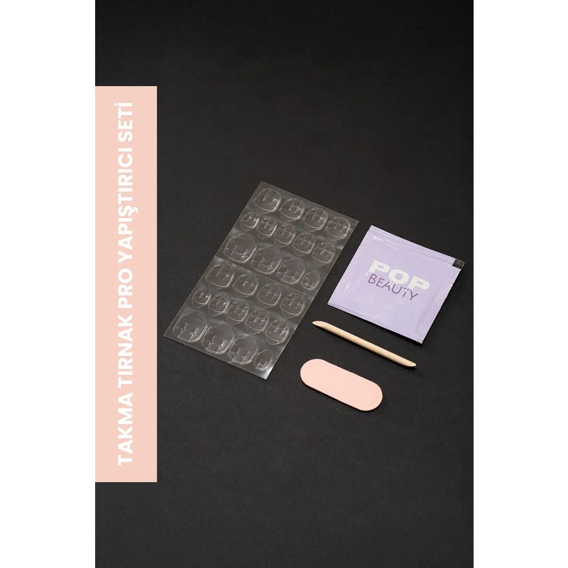Pop Beauty Takma Tırnak Pro Yapıştırıcı Seti (Pro Yapıştırıcı, Törpü, Ahşap Çubuk, Alkollü Mendil)