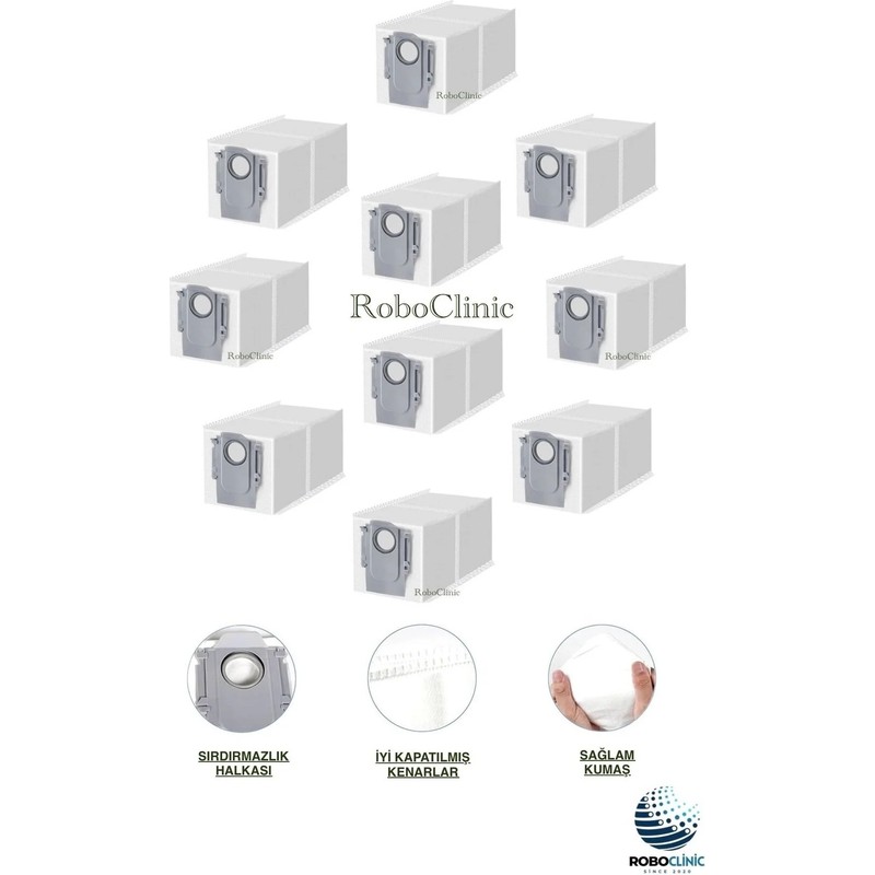 Roboclinic Roborock Q Revo L Robot Süpürge Uyumlu Yedek Çöp Toz Torbası 10 Adet - En Uygun Fiyatlarla Piinti'de