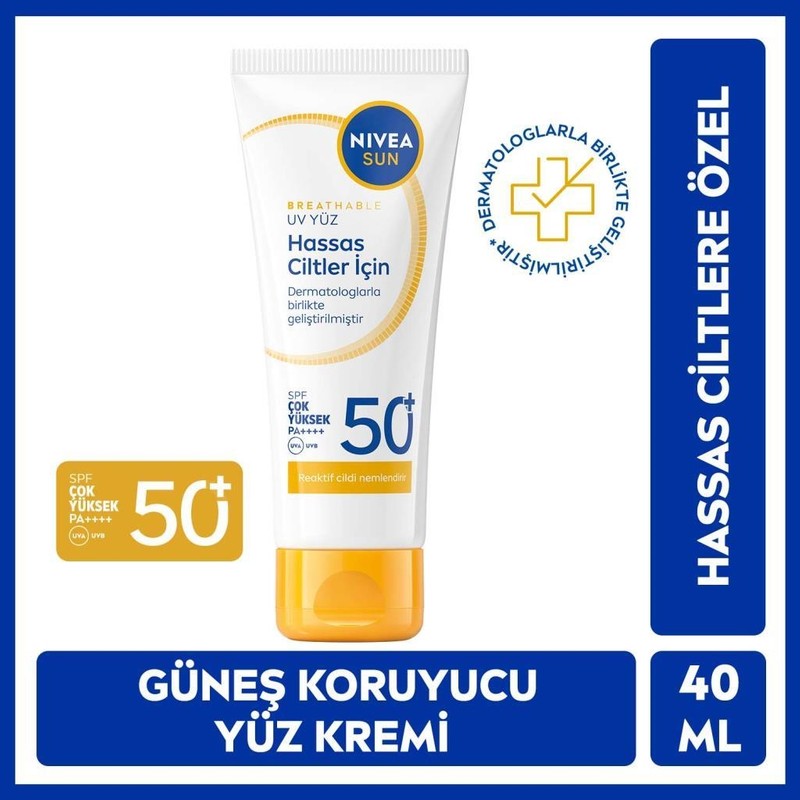 Nivea Sun SPF50+YÜZ Güneş Kremi 40ML, Hassas Ciltlere Özel,nemlendirici,yatıştırıcı