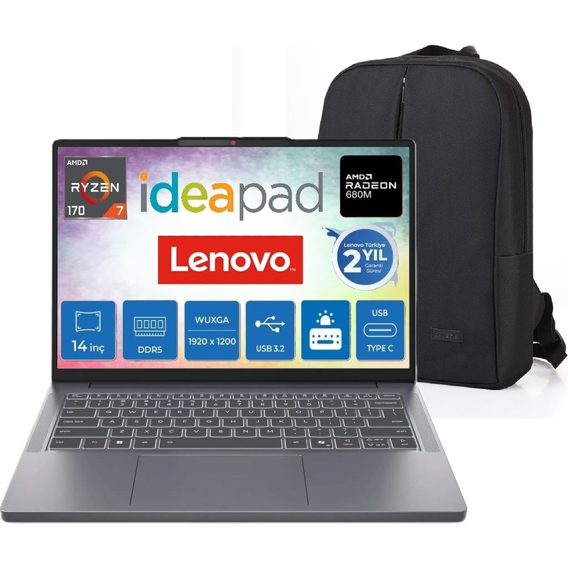 Lenovo Ideapad Slim 3 14ARP10 Amd Ryzen 7 170 16GB Ddr5 1tb SSD Radeon™ 680M 14" Wuxga IPS 300NITS Windows 11 Pro Taşınabilir Bilgisayar 83K6006JTR + Snertech Çanta - En Uygun Fiyatlarla Piinti'de
