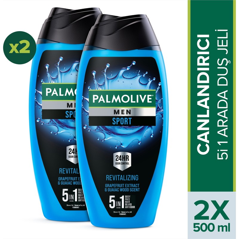 Palmolive Men Sport 5i1 Arada Canlandırıcı Duş Jeli 500 ml x2 Ferahlatıcı Turunçgil Kokusuyla