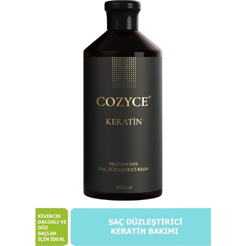 Cozyce Saç Düzleştirici Keratin Bakımı 600 ml Kıvırcık ve Dalgali Saçlar İçin Onarıcı Etki