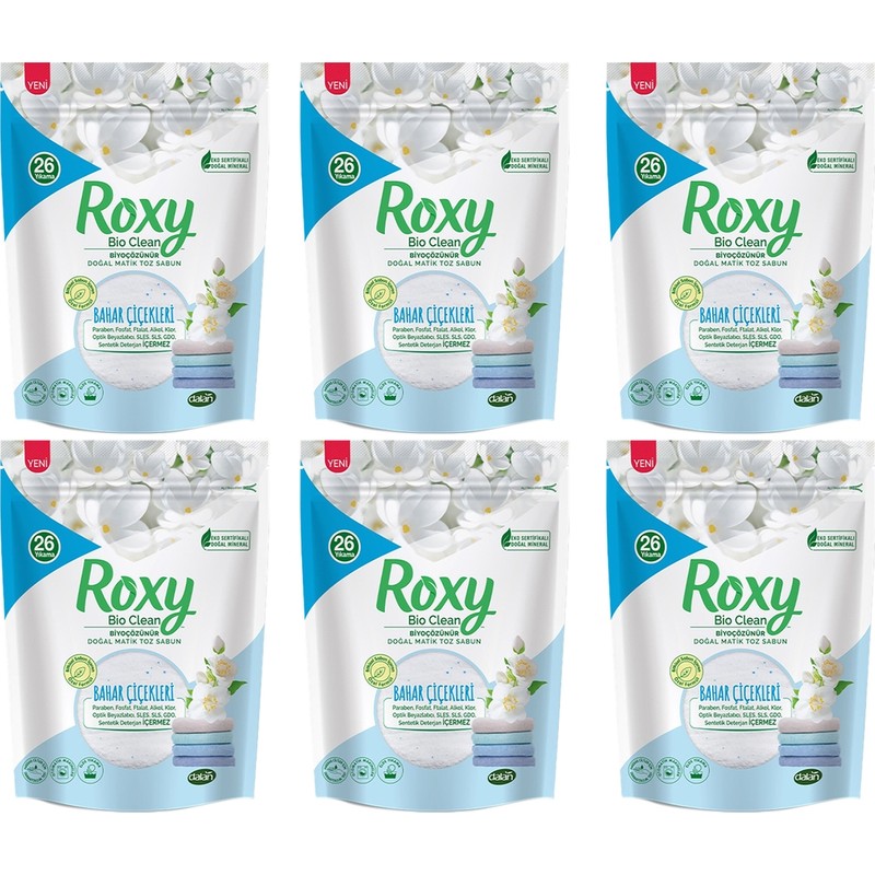Dalan Roxy Matık Sabun Tozu 800gr Bahar 6 Adet 25 Yıkama Ultra Temizlik ve Leke Çıkarma Gücü