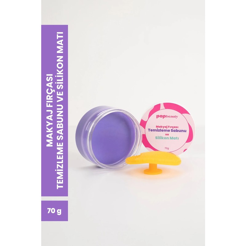 Pop Beauty Makyaj Fırçası, Süngeri Temizleme Sabunu ve Silikon Matı 70 gr