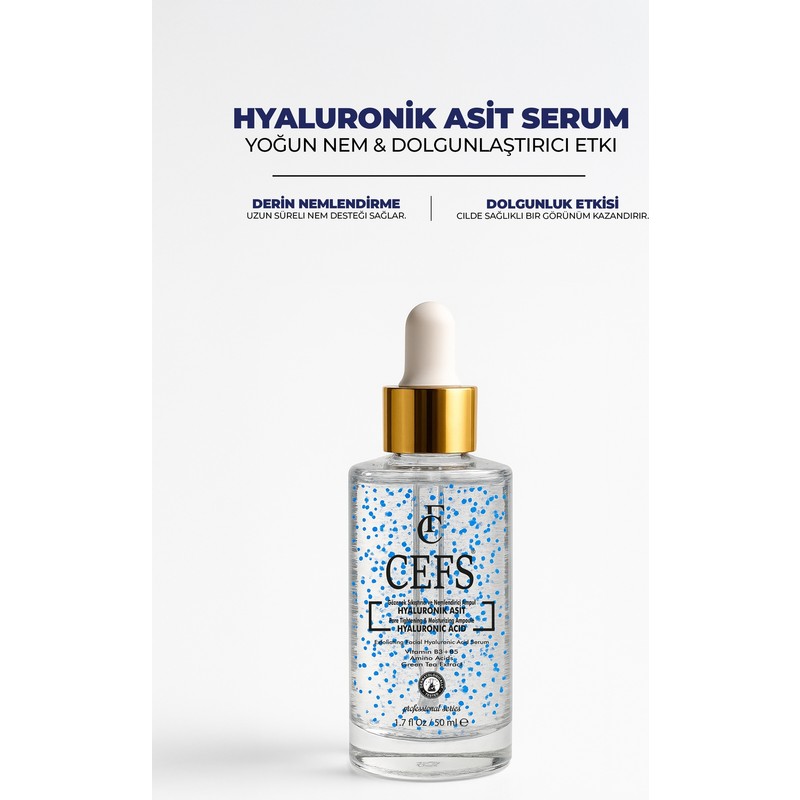 Cefs Hyaluronik Asit Ampul Nemlendirici & Canlandırıcı Gözenek Sıkılaştırıcı Yoğun Nem Bomba Serumu 50 ml