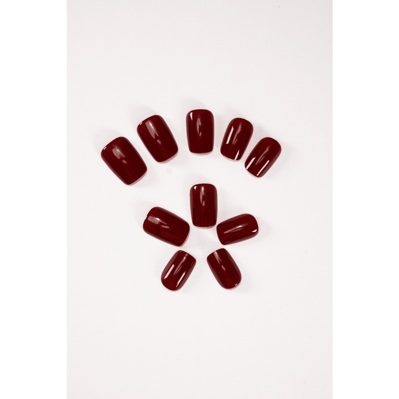 Pop Beauty Bordo Takma Tırnak Seti 24 Adet Zararsız Yapıştırıcı ile Kaliteli Kullanım