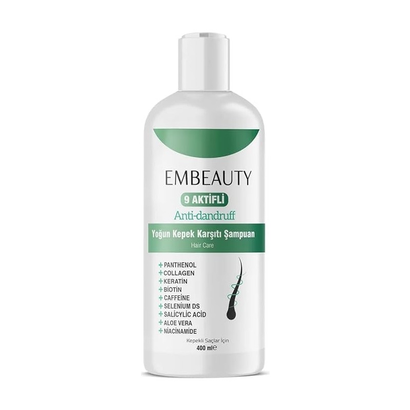 Nuvvo Embeauty Kepek Kaşıntı ve Egzama Karşıtı 9 Aktifli Kepek Karşıtı Tuzsuz Sampuan 400 ml