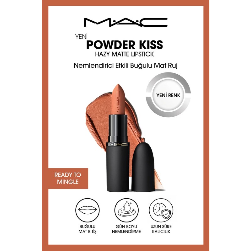 M.A.C Powder Kiss Hazy Matte Lipstick Nemlendirici Etkili Buğulu Mat Ruj - Ready To Mingle