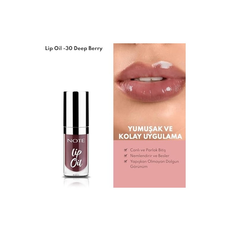 Teknocan Marketing Lip Oil 30 Deep Berry Nemlendirici ve Parlatıcı Dudak Bakım Yağı, Mor