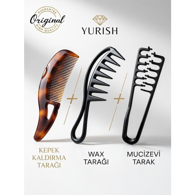 Yurish Tarak Seti Mucizevi+Kepek Kaldırma+Wax Tarağı Seti