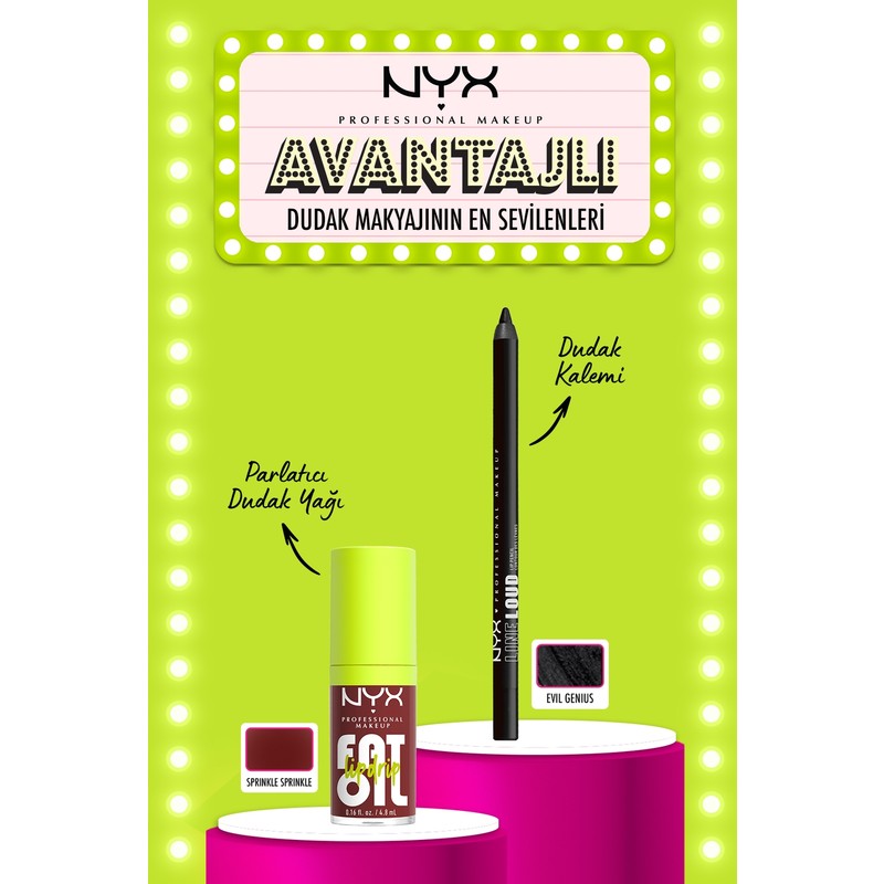 NYX Professional Makeup Nyx Fat Oil Lip Drip Sprinkle Sprinkle + Nyx Line Loud Lip Liner Evil Genius