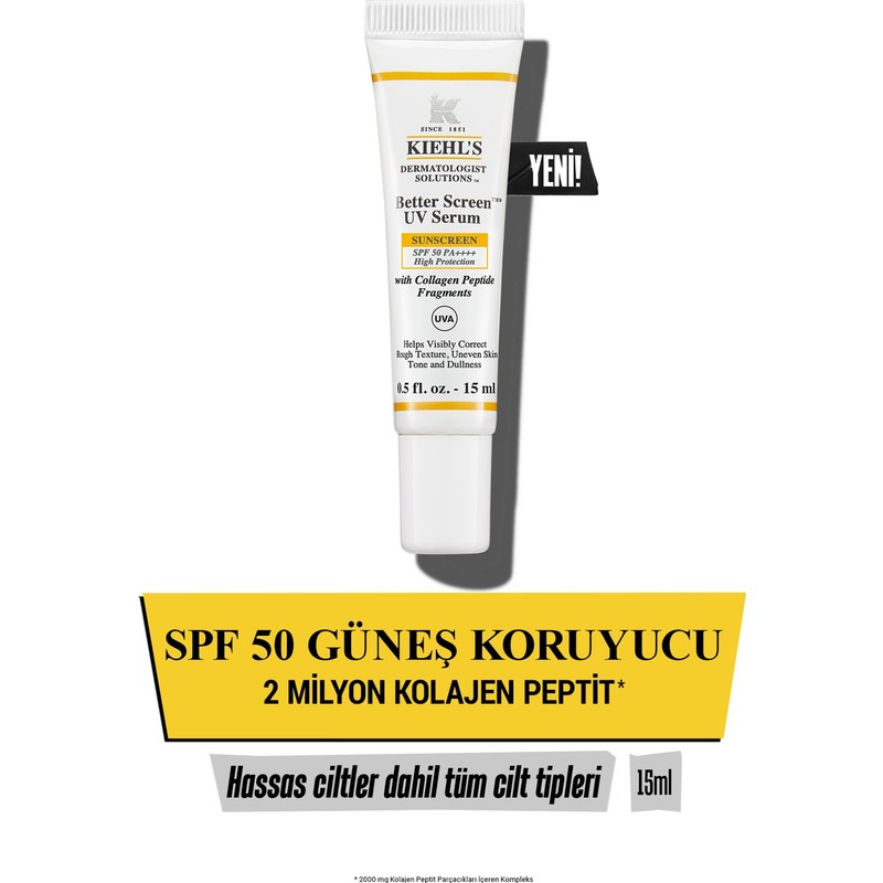 Kiehl's Better Screen Kolajen Peptit İçeren SPF50 Güneş Koruyucu Serum 15ml