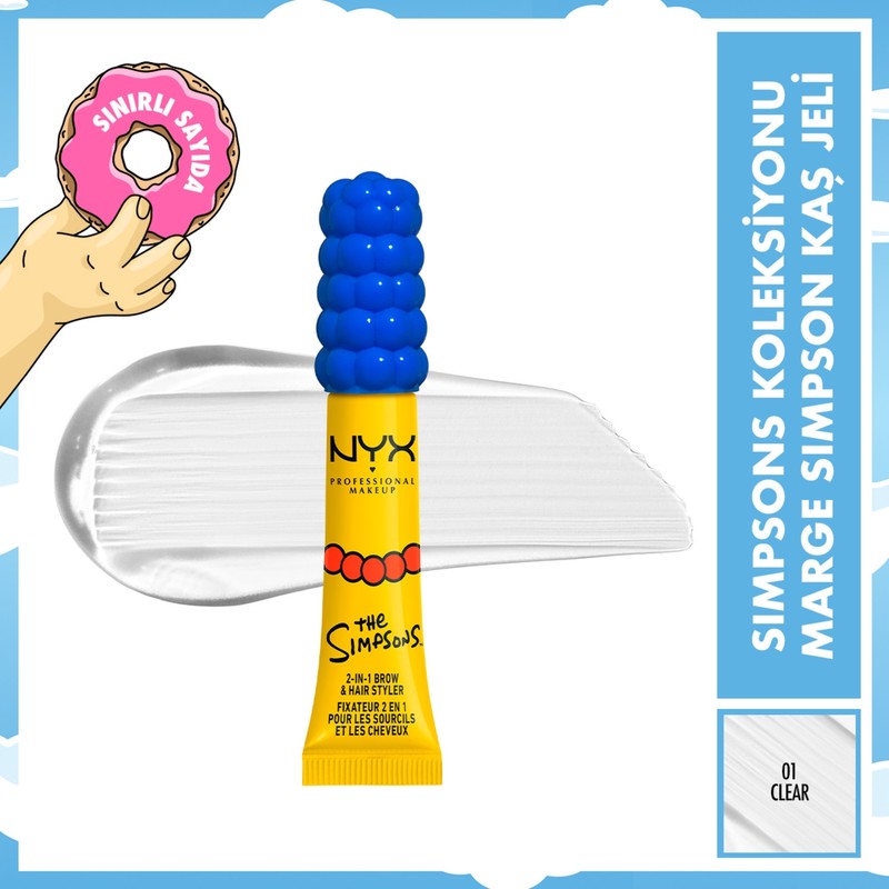 NYX Professional Makeup Simpsons Koleksiyonu Şeffaf Mega Glue Kaş ve Saç Sabitleyici 2-in-1