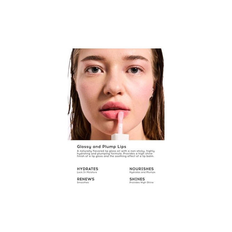 Ecovibe Cream Co. Dudak Parlatıcısı Nemlendirici Besleyici Lip Oil Gloss, Dudak Yağı, Ahududu Aromalı, E Vitamini