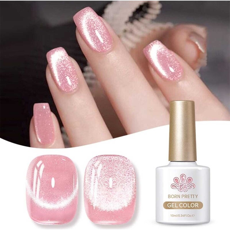 Born Pretty Myrtle Crystal Cat Magnetic Gel/kristal Pembe Kedi Gözü Kalıcı OJE-10ML