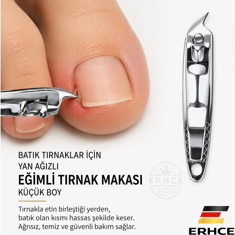 ERHCE Küçük Boy Eğimli Tırnak Makası Batık Tırnaklar İçin Yan Ağızlı Hassas Kesim Özelliği