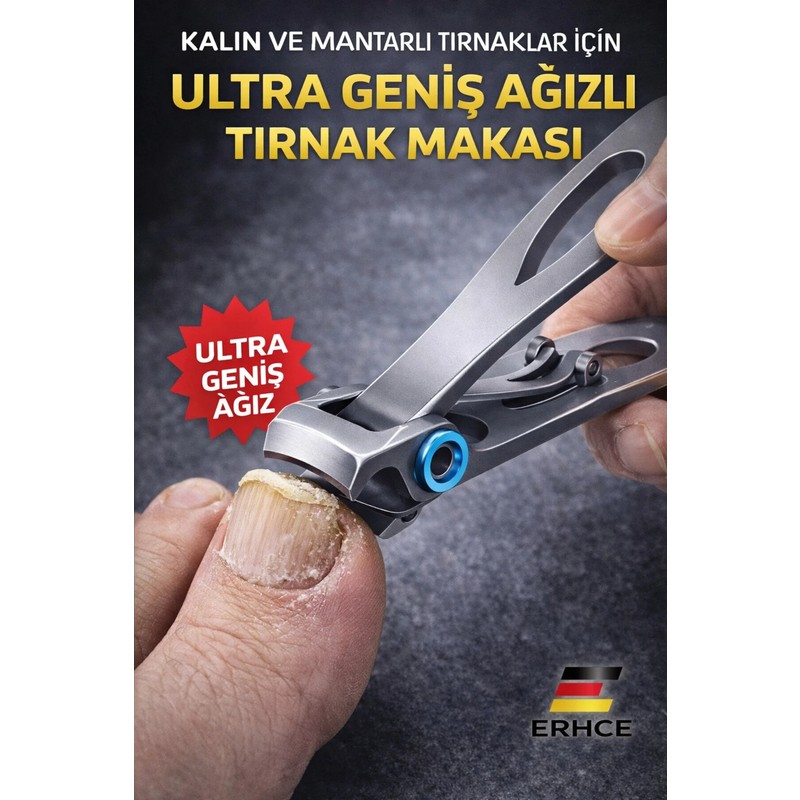 ERHCE Ultra Geniş Ağızlı Kalın Sert Mantarlı Tırnaklar Için Paslanmaz Çelik Tırnak Kesici Makası