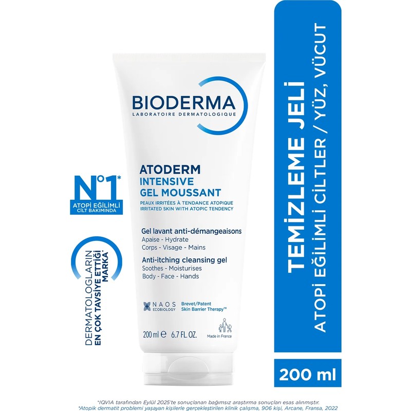 Bioderma Atoderm Intensive Foaming Gel Çok Kuru Atopi Eğilimli Cilt Onarıcı Temizleme Jeli Niasinamid 200 ml