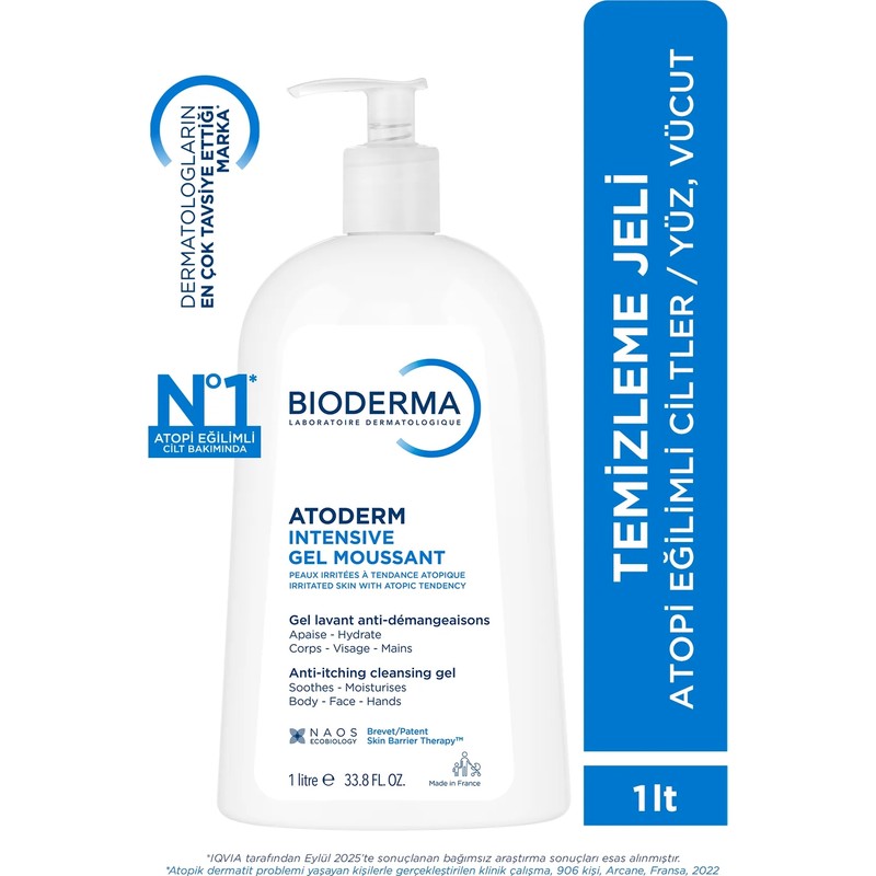 Bioderma Atoderm Intensive Foaming Gel Çok Kuru Atopi Eğilimli Cilt Onarıcı Temizleme Jeli Niasinamid 1 Lt