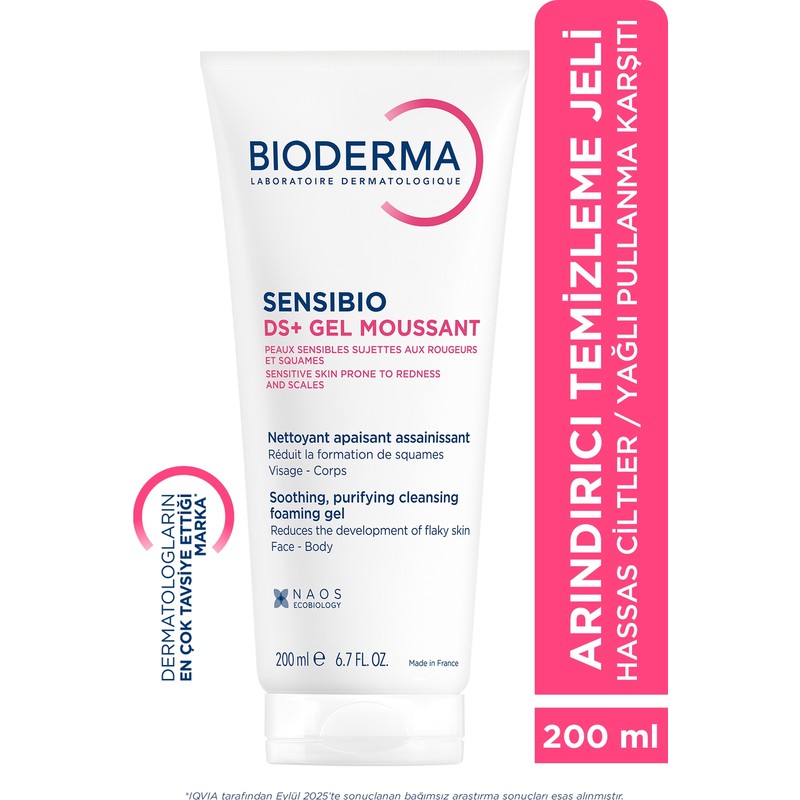 Bioderma Sensibio DS+ Hassas Ciltler Yağlı Arındırıcı Temizleme Jeli B6 Vitamini 200 ml