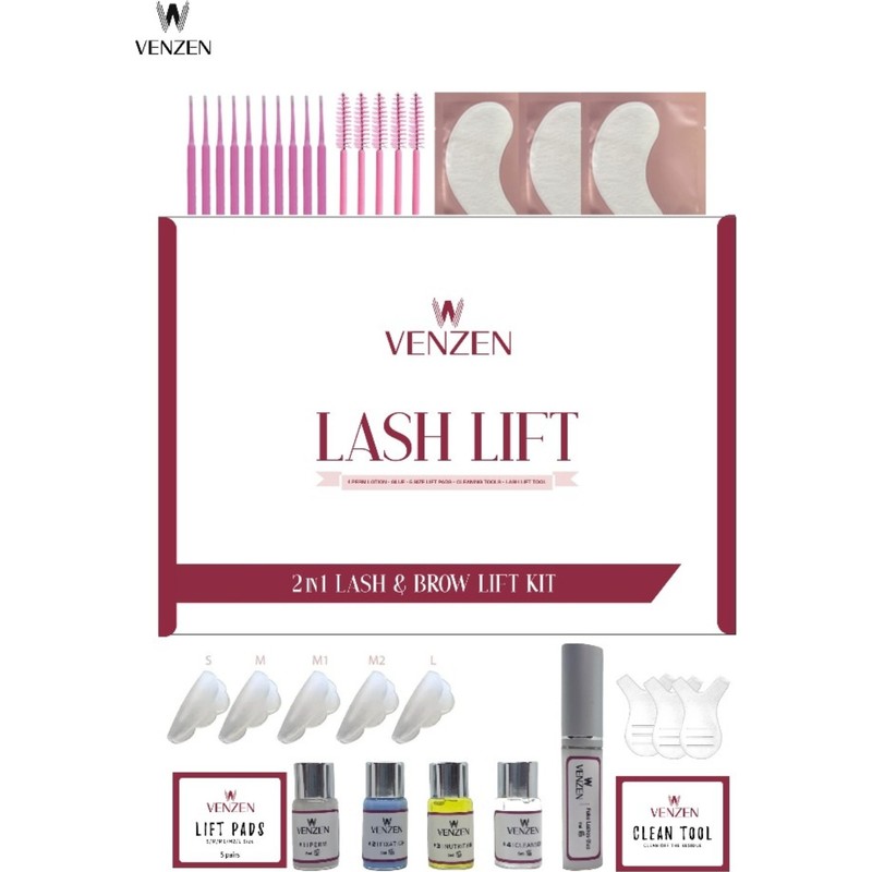 Venzen 2in1 Lash Lift, Kirpik Lifting Seti, Kirpik Perma ve Kaş Laminasyon Seti (Full Set)