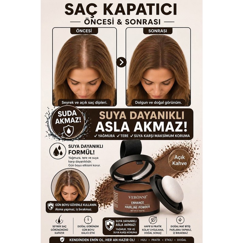 Blue Skin Care Saç Kapatıcı Pudra Yeni Nesil Saç Dolgunlaştırıcı Orta Kahve Pudra | Seyrek Sakal Saçlar için Saç Fiberi | Suda Çıkmaz beyaz saç kapatıcı