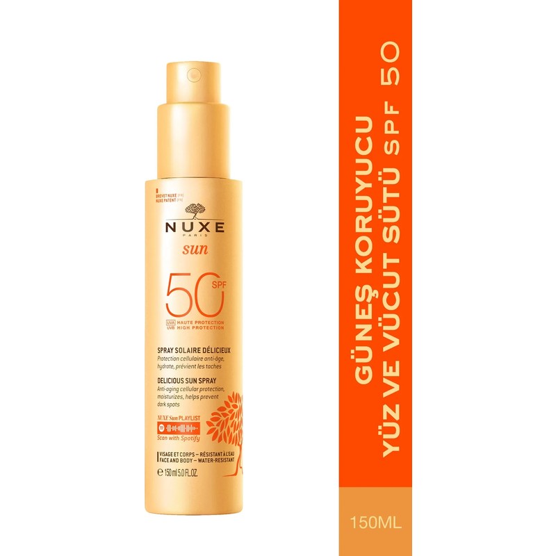 Nuxe Sun Spray Spf+50 Güneş Koruyucu Yüz ve Vücut Sütü 150 ml