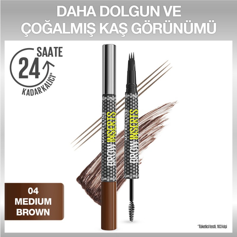 Maybelline New York Brow Insert Çift Uçlu Kaş Kalemi – 04 Medium Brown