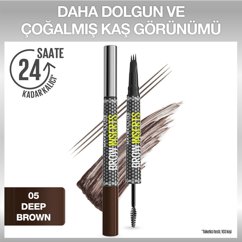 Maybelline New York Brow Insert Çift Uçlu Kaş Kalemi – 05 Deep Brown
