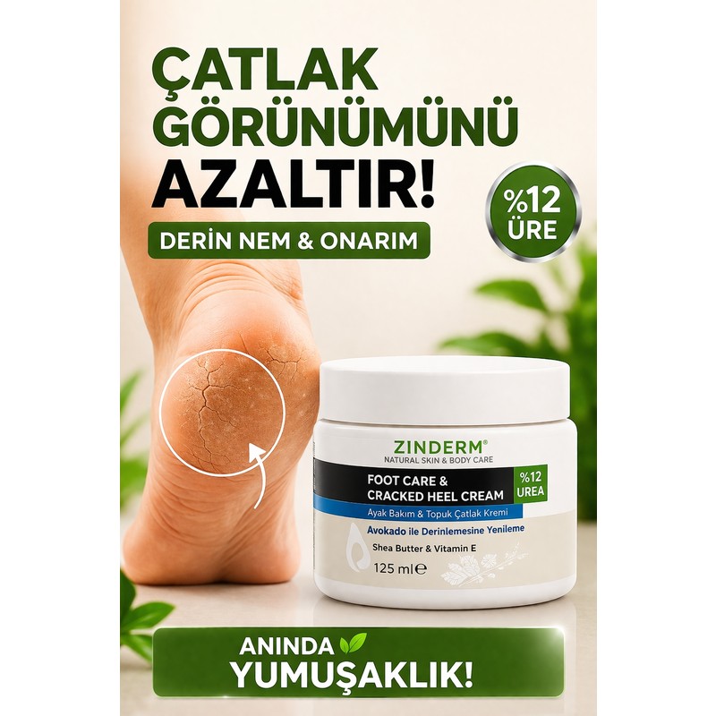 Zinderm Ayak ve Topuk Çatlak Bakım Kremi 125ML